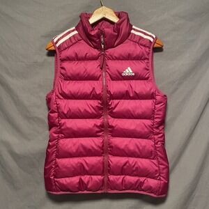 Adidas Women's Active Essentials Light Down Parka Vest Berry GH4588 Size Small